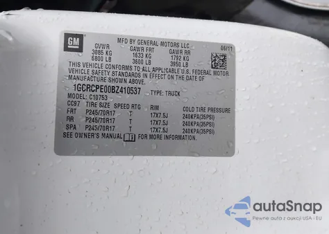 2011 Chevrolet Silverado 1500 Work Truck из США, поврежденный, VIN 1GCRCPE00BZ410537